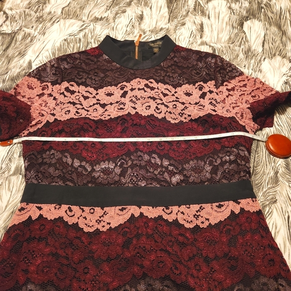 ππ Ted Baker Jaseyy Sheath Lacey Dress Crew Neck Short-Sleeve PTP: 20" - Picture 14 of 16